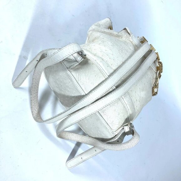 VERSACE vintage Sunburst Backpack Bag Chain Backpack Embossed Leather Ivory/Gold main image 4